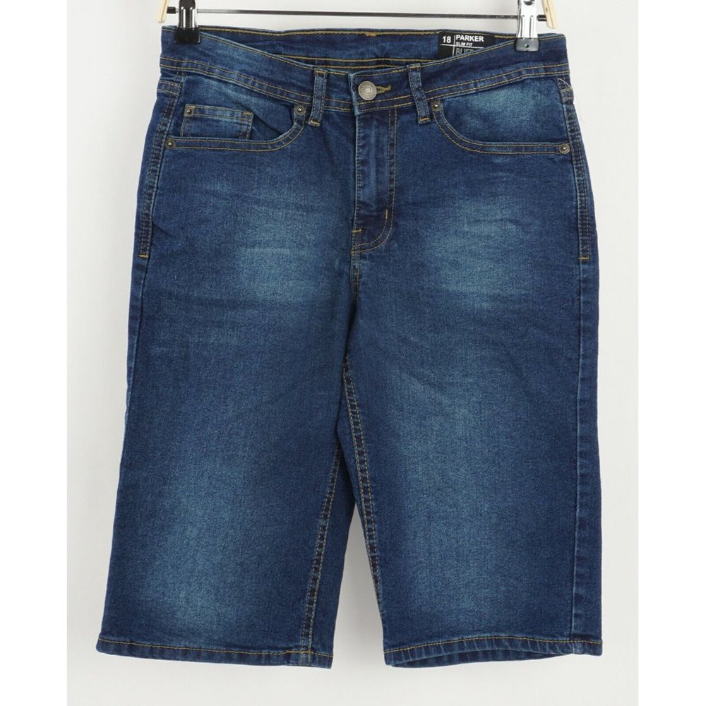 New‎ Buffalo David Bitton Parker Boy's Size 18 Slim Fit Dark Blue Denim Shorts